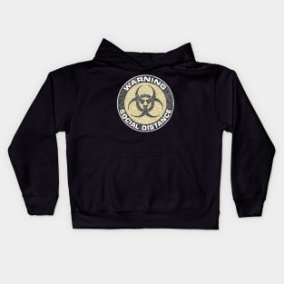 Warning Social Distance Beige Circle Design Kids Hoodie